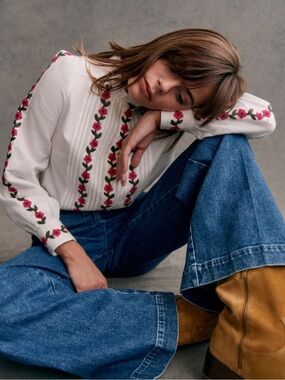 NWT Sezane Maggie Shirt, 14/46, Ecru